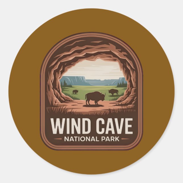 Sticker Rond Insigne de bison du parc national de Wind Cave (Devant)