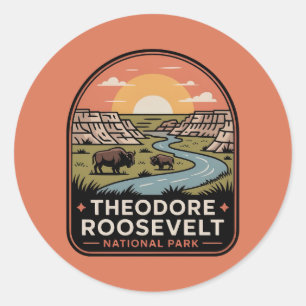 Sticker Rond Insigne de bison du parc national Theodore Rooseve