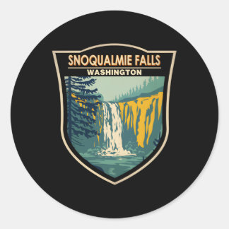 Sticker Rond Insigne de chute d'eau de Snoqualmie Falls Washing