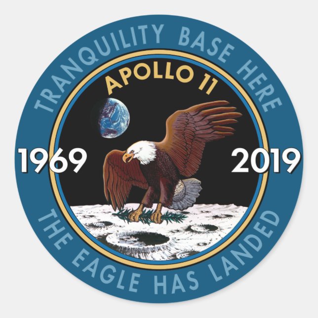 Sticker Rond Insigne de mission du 50e anniversaire d'Apollo 11 (Devant)