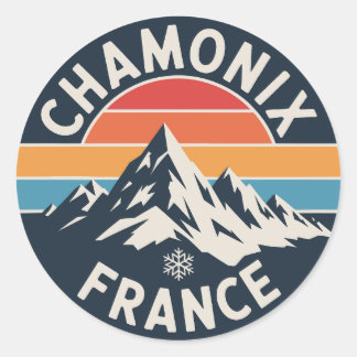 Sticker Rond Insigne de montagne rétro Chamonix France