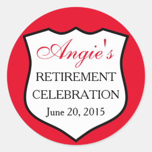 Sticker Rond Insigne de police personnalisé Noir rouge retraite