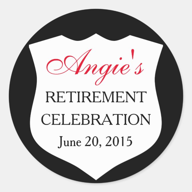 Sticker Rond Insigne de police personnalisé Noir rouge retraite (Devant)