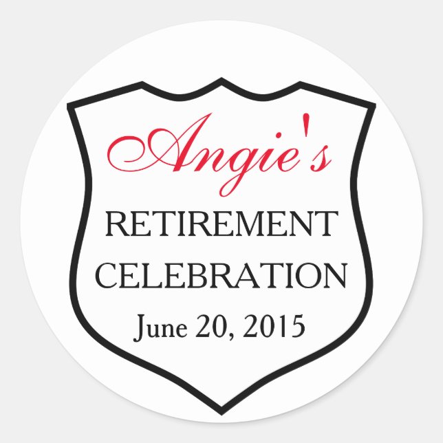 Sticker Rond Insigne de police personnalisé Noir rouge retraite (Devant)