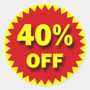 STICKER ROND INSIGNE DE VENTE AU DÉTAIL - 40%