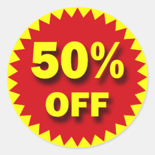 STICKER ROND INSIGNE DE VENTE AU DÉTAIL - 50%