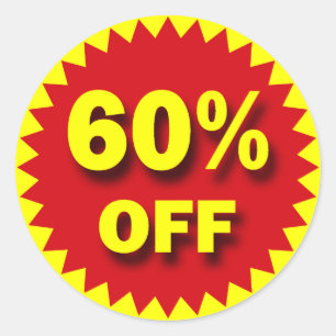 STICKER ROND INSIGNE DE VENTE AU DÉTAIL - 60%