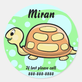 Sticker Rond Insigne d'identification de la tortue des enfants