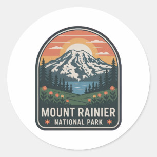 Sticker Rond Insigne vintage du parc national du mont Rainier