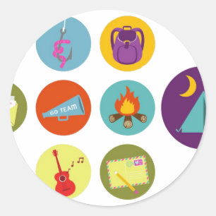 Sticker Rond Insignes de camping