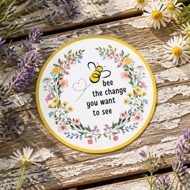 Sticker Rond Inspiration Abeille le Changement (Créateur téléchargé)