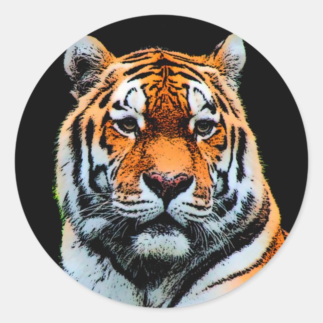 Sticker Rond Inspiration des yeux de tigre (Devant)