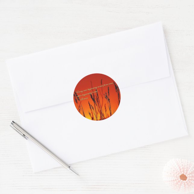 Sticker Rond Inspiration Silhouette Sunset (Enveloppe)