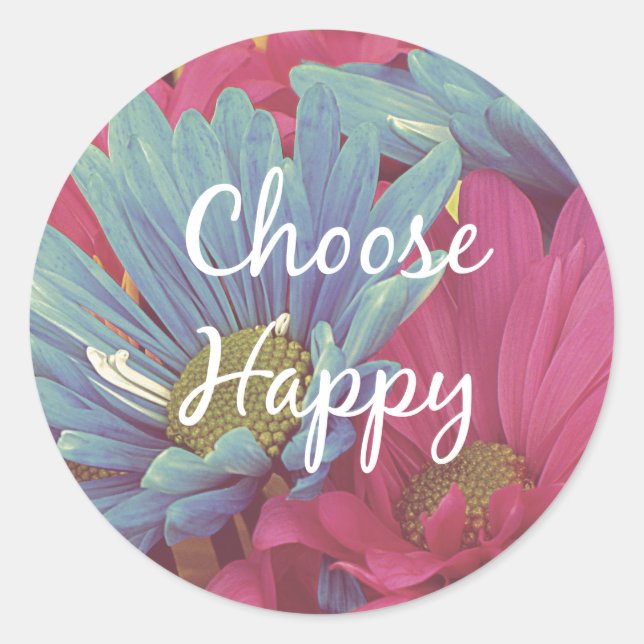 Sticker Rond Inspirational Choose Happy Quote Affirmation (Devant)