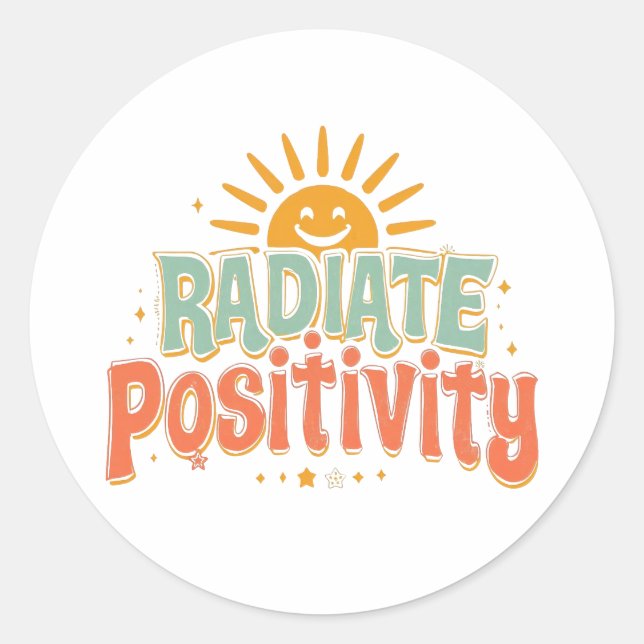 Sticker Rond Inspirational Good Vibes and Happiness (Devant)