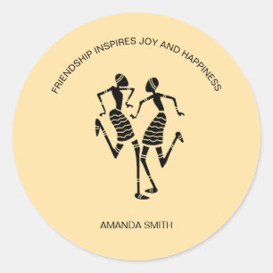 Sticker Rond Inspirationnel, coloré de la danse du bonheur