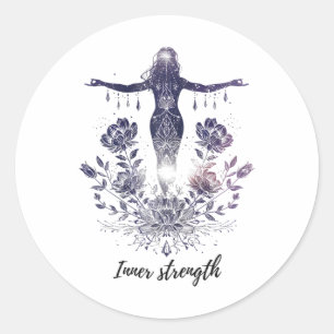 Sticker Rond Inspirez la sérénité - Yoga et illustrations de pl