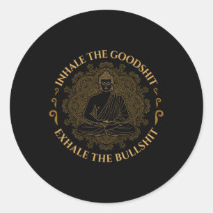 Sticker Rond Inspirez Le Bien Expirez Le Taureau Drôle De Yoga