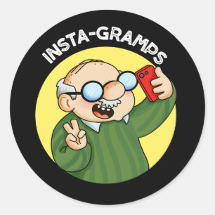 Sticker Rond Instagramps Funky Social Media Grandpa Pun Dark BG