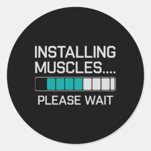 Sticker Rond Installation de Muscles Drôle Weighting Workout Gy