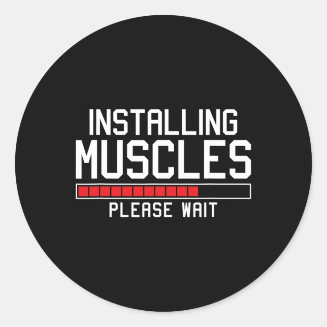 Sticker Rond Installation De Muscles Veuillez Attendre Gymnase  (Devant)