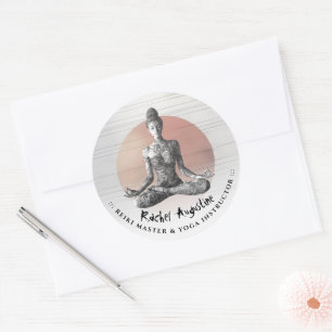 Sticker Rond Instructeur de méditation Yoga Reiki Master Lotus