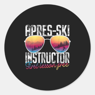 Sticker Rond Instructeur de ski Apres Première leçon Sans Skin