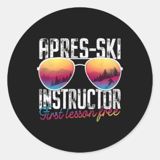Sticker Rond Instructeur de ski Apres Première leçon Sans Skin 