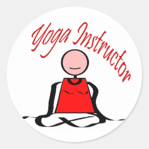 Sticker Rond Instructeur de yoga---Chiffre de bâton de positio