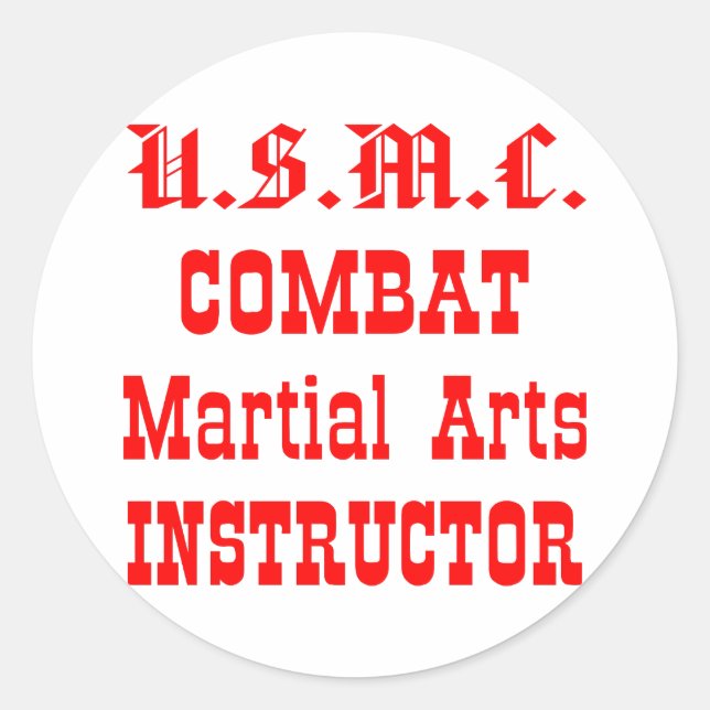 Sticker Rond Instructeur en arts martiaux de combat de l'USMC (Devant)
