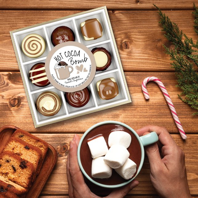 Sticker Rond Instructions Brown pour la bombe de cacao chaud Co (Créateur téléchargé)