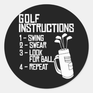 Sticker Rond Instructions de golf drôles