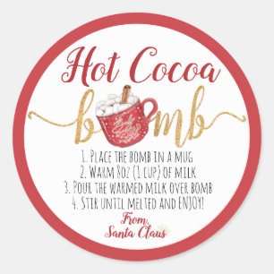Sticker Rond Instructions de la bombe de cacao chaud Noël Musiq