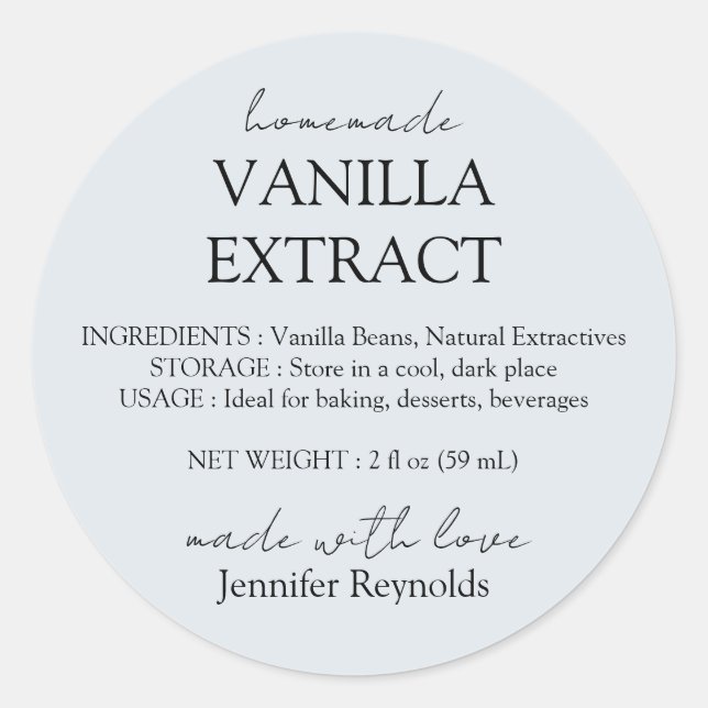 Sticker Rond Instructions de vanille maison bleu gris (Devant)