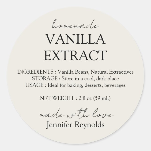 Sticker Rond Instructions d'extrait de vanille fait maison ivoi (Devant)