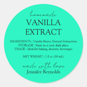 Sticker Rond Instructions d'extrait de vanille fait maison néon