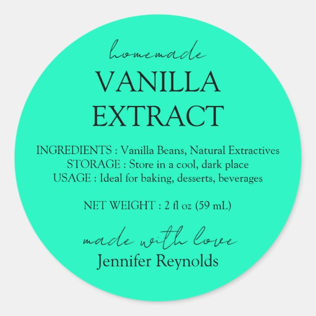Sticker Rond Instructions d'extrait de vanille fait maison néon (Devant)