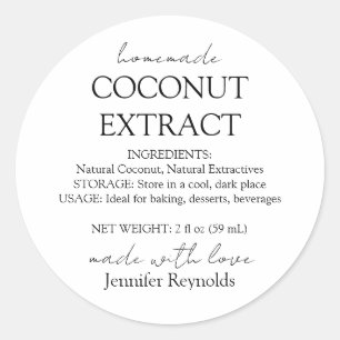 Sticker Rond Instructions pour bouteille d'extrait de noix de c