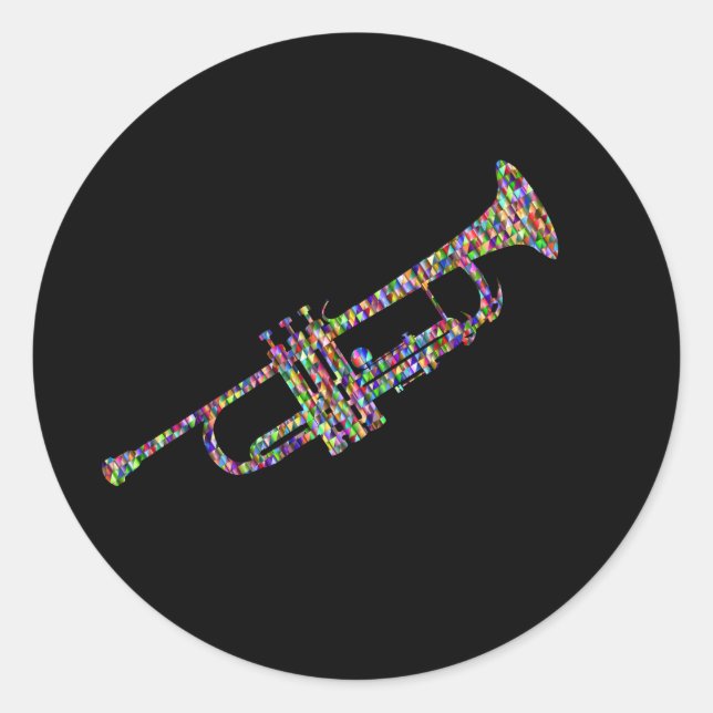 Sticker Rond instrument musical de trompette funky (Devant)