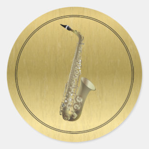 Sticker Rond Instrument saxophone