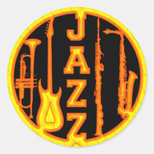 STICKER ROND INSTRUMENTS DE JAZZ