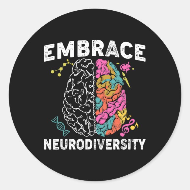Sticker Rond Intégrer la Sensibilisation sur l'autisme Neurodiv (Devant)