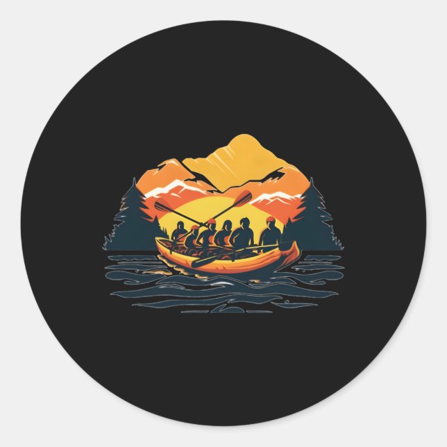 Sticker Rond Intense aventure en plein air Rafting d'eau blanch (Devant)