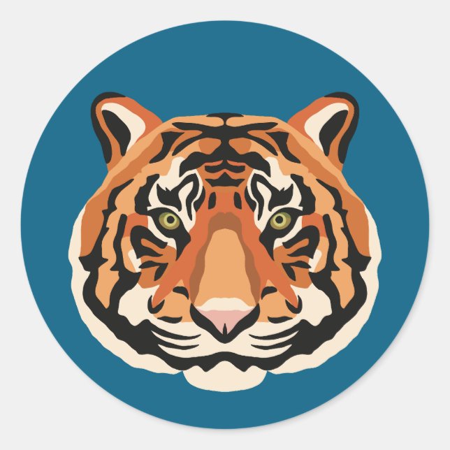 Sticker Rond Intense Tiger Eyes the Powerful Big Cat (Devant)