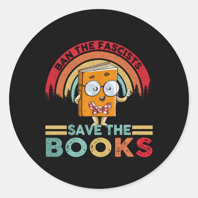 Sticker Rond Interdire Les Fascistes Sauvons Les Livres Livre B (Devant)