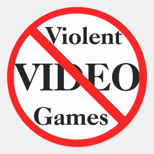 Sticker Rond Interdire les jeux vidéo violents (Devant)