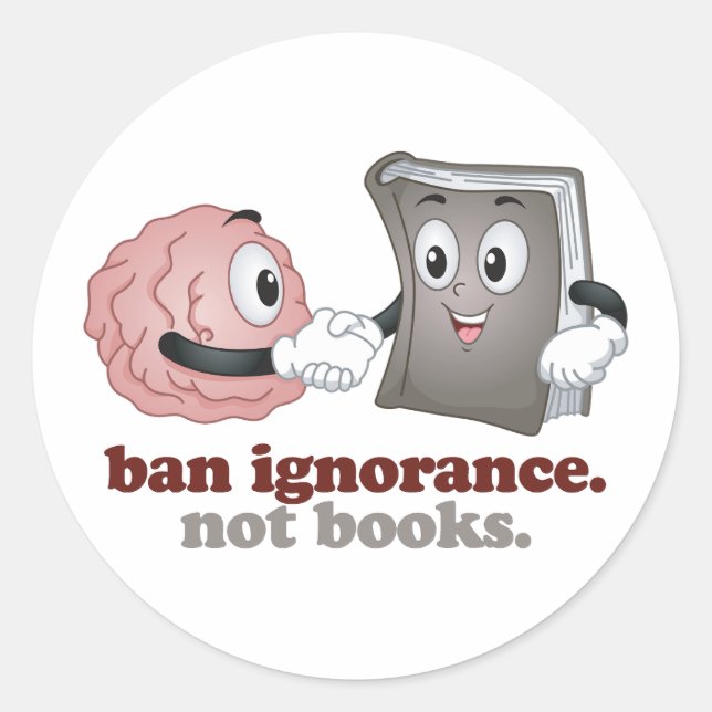 Sticker Rond Interdire L'Ignorance Pas Les Livres (Devant)