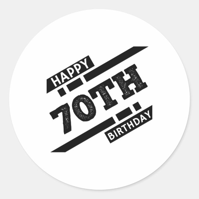 Sticker Rond Intéressant joyeux 70e anniversaire de typographie (Devant)