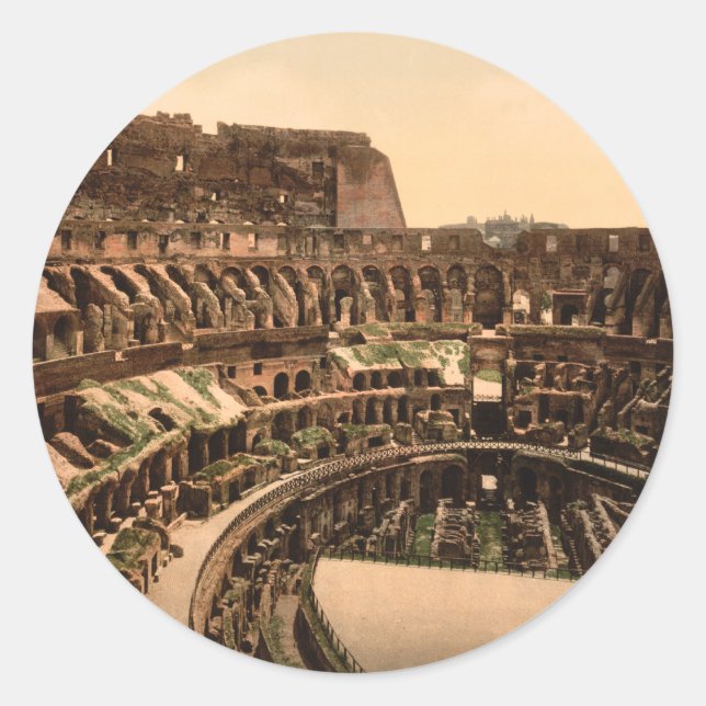 Sticker Rond Intérieur du Colisée, Rome, Italie (Devant)