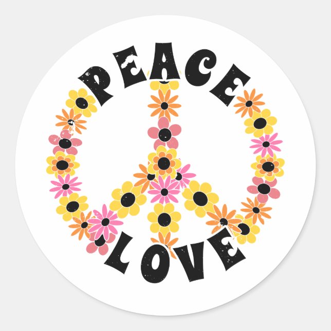 Sticker Rond International Day of Peace Love Flower (Devant)